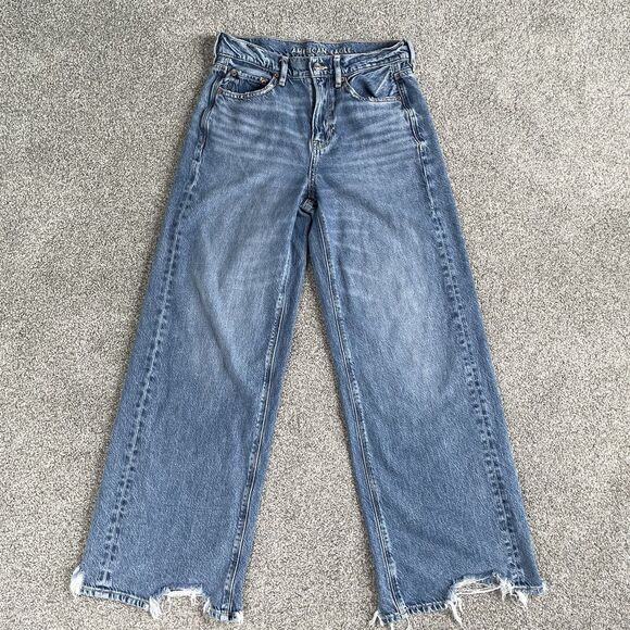 American Eagle Outfitters Denim - American Eagle Super High-Rise Baggy Wide Leg Jeans Women’s Blue Size 4 Regular